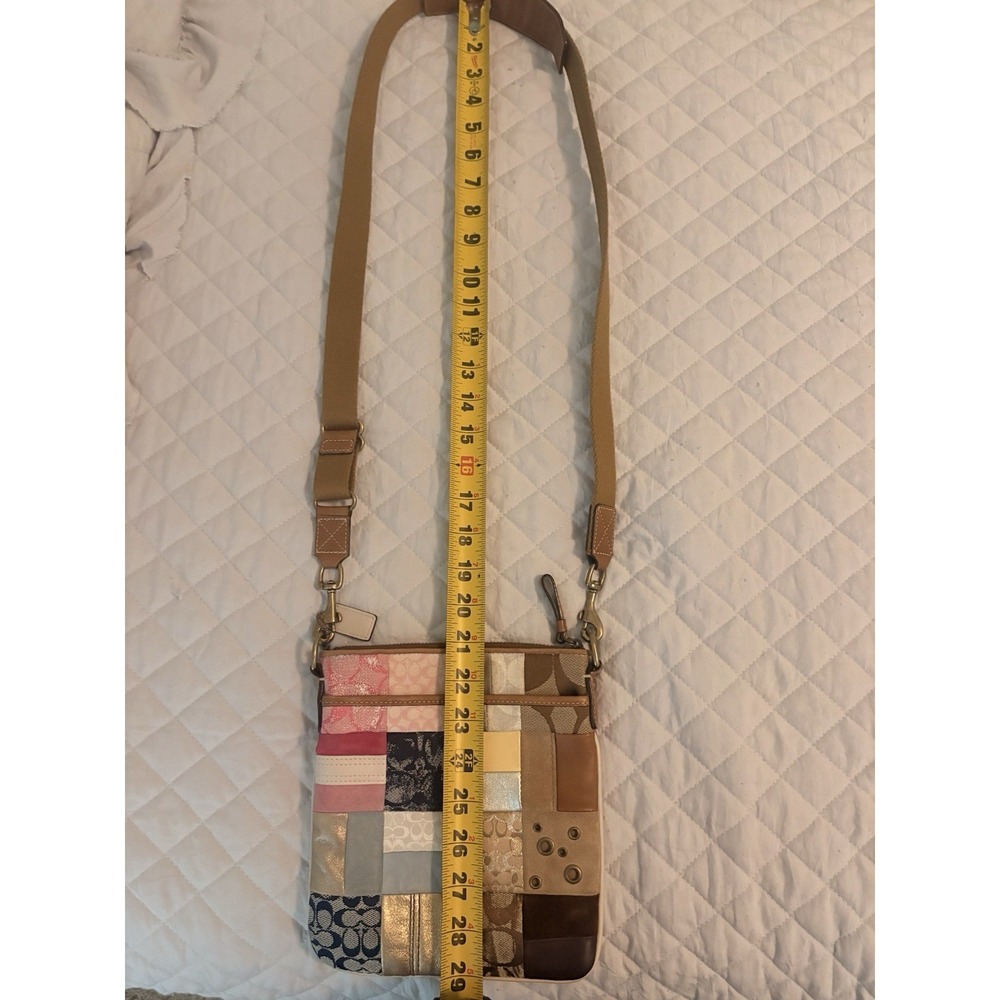 VTG Coach Patchwork Crossbody Y2K Signature C Leather Metallic Suede - Picture 11 of 16